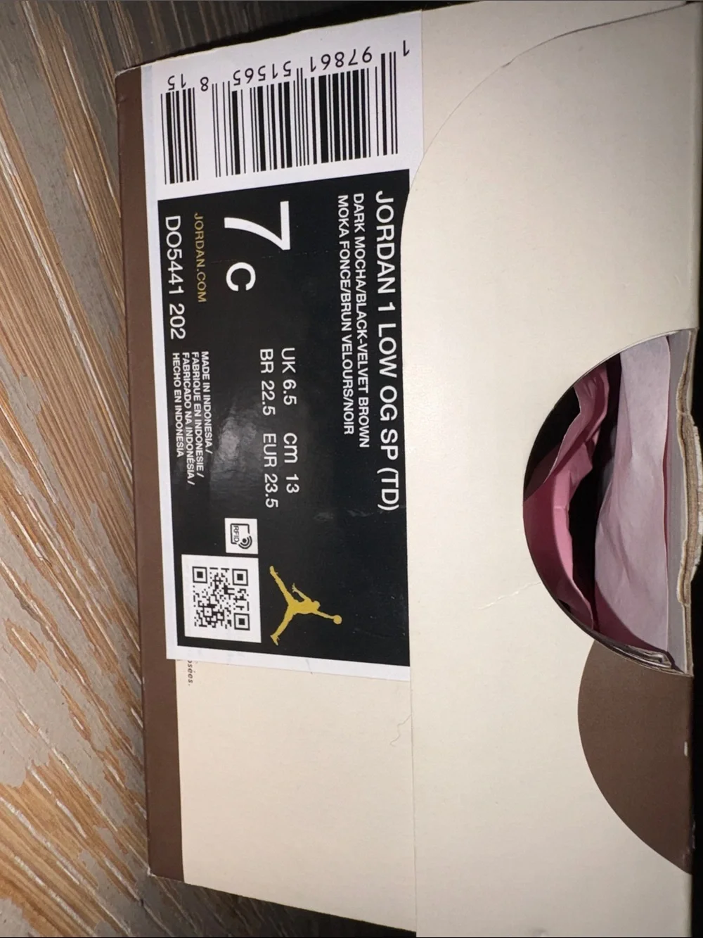 Jordan 1 low Travis Scott Velvet Brown Toddler